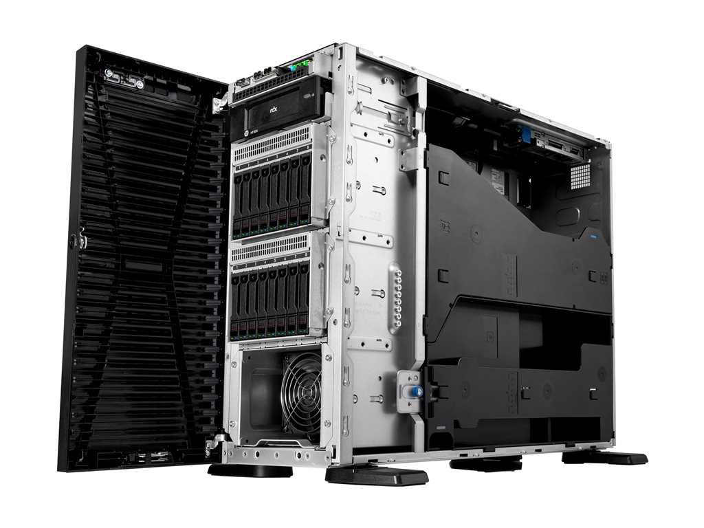 HPE ProLiant ML110 Gen11 Smart Choice Modell, Tower SFF, Xeon-S 4510 (2.4GHz / 12c), 2x 32GB, MR408i-o / 4G+Akku, 8x SFF Slots Hot-Plug, 2x 480GB SATA SSD (P40497-B21), 2x 1G RJ45 (BCM5720 / 332T), 2x 1000W Netzteile, Garantie 3-3-3